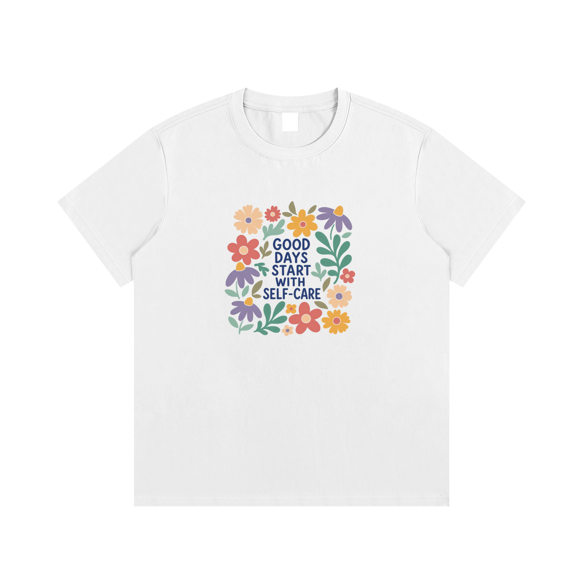 Good Days Start With Self-Care Floral Graphic T-Shirt