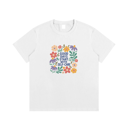 Good Days Start With Self-Care Floral Graphic T-Shirt