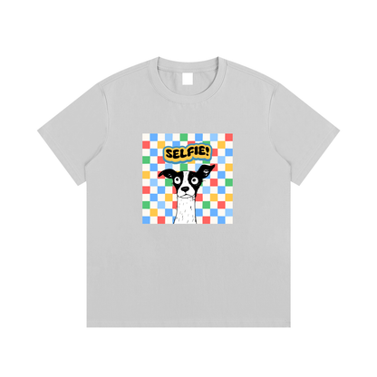 Dog Selfie Unisex Cotton Graphic T-Shirt