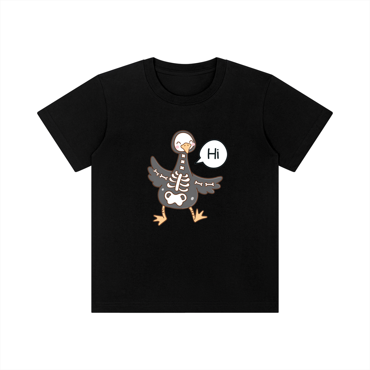 Skeleton Duck Saying Hi Kids Graphic T-Shirt – Funny Animal