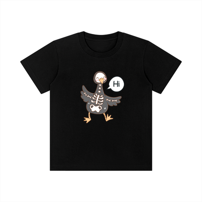 Skeleton Duck Saying Hi Kids Graphic T-Shirt – Funny Animal