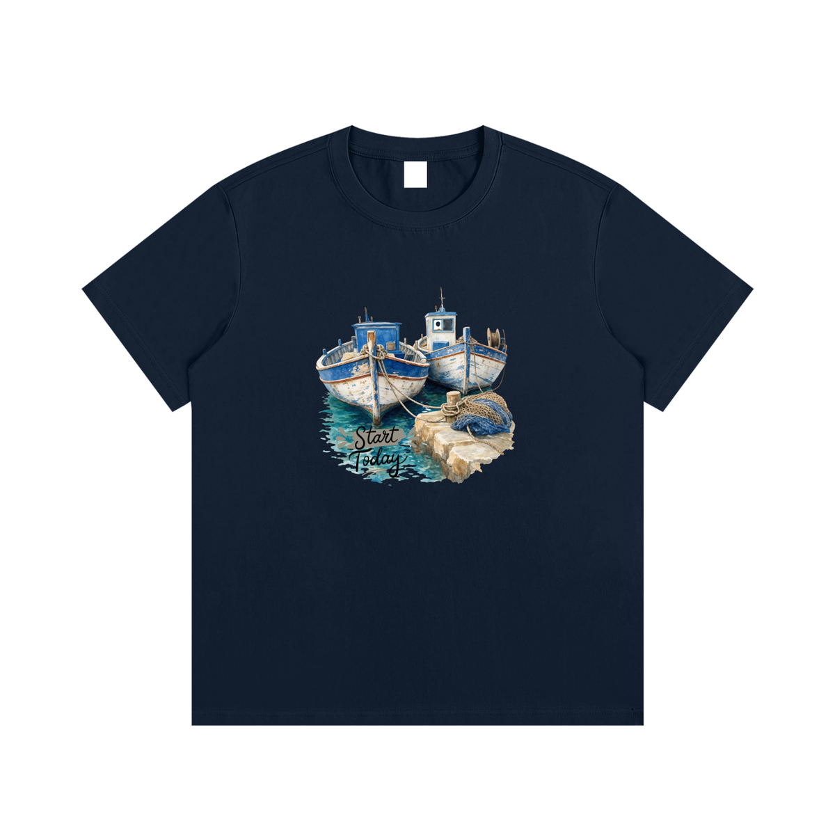Vintage Fishing Boats Unisex Cotton Graphic T-Shirt