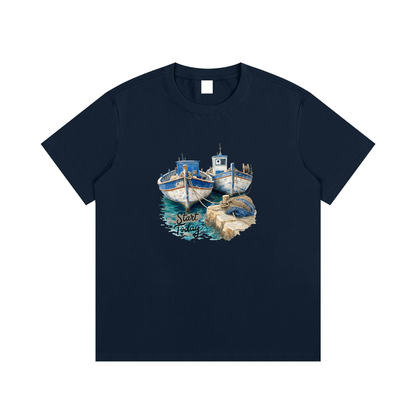 Vintage Fishing Boats Unisex Cotton Graphic T-Shirt