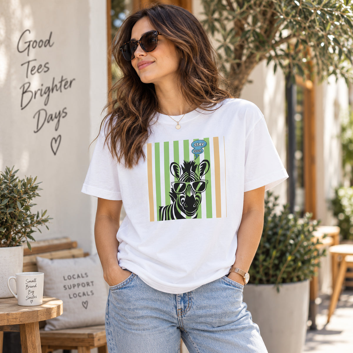 Stay Cool Zebra Unisex Cotton Graphic T-Shirt