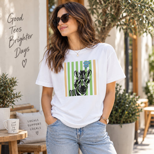 Stay Cool Zebra Unisex Cotton Graphic T-Shirt