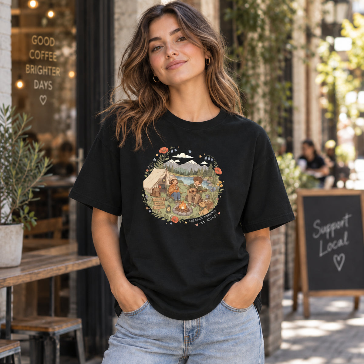 Adventure Lovers Scenic Camping Unisex Cotton T-Shirt