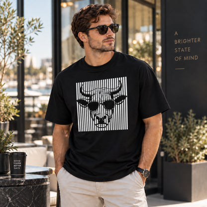 Retro Cow in Sunglasses Oversized Cotton T-Shirt
