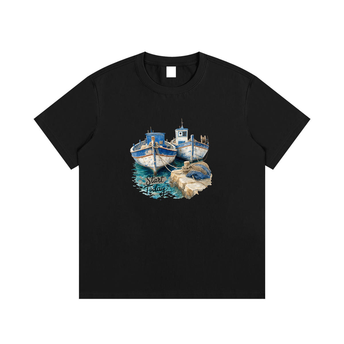 Vintage Fishing Boats Unisex Cotton Graphic T-Shirt