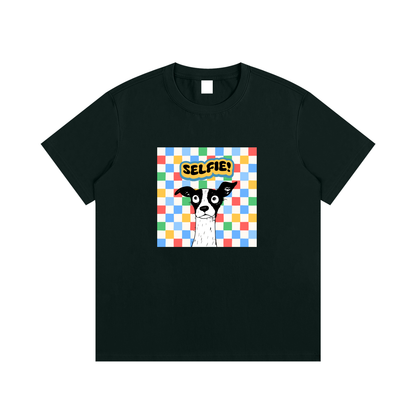 Dog Selfie Unisex Cotton Graphic T-Shirt