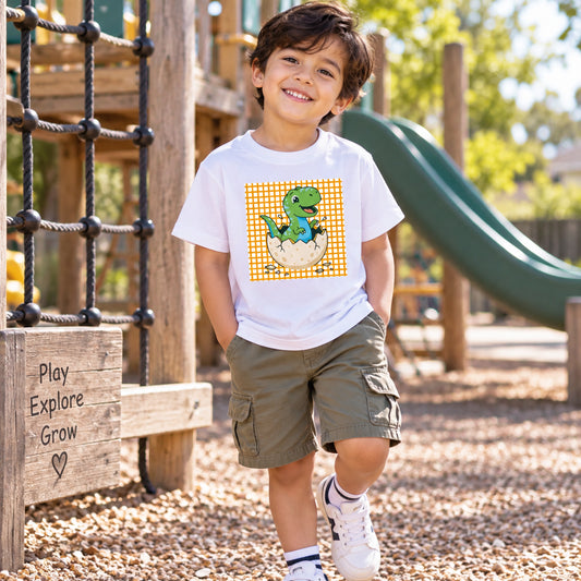 Hatching Baby Dinosaur Kids Graphic T-Shirt – Cute Dino