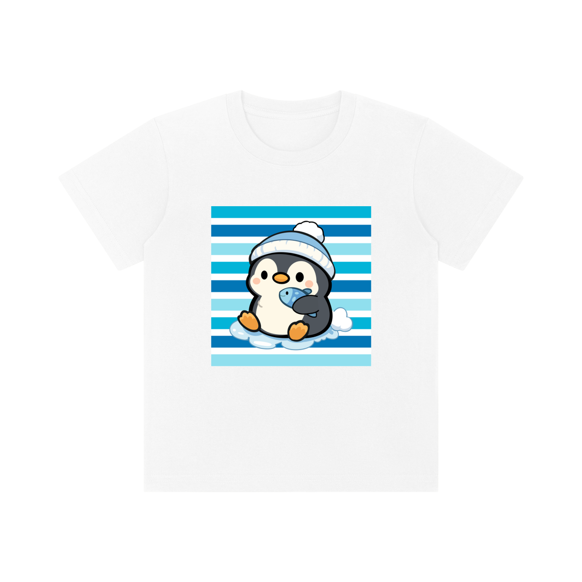 Cute Penguin & Fish Kids Graphic T-Shirt – Winter Animals