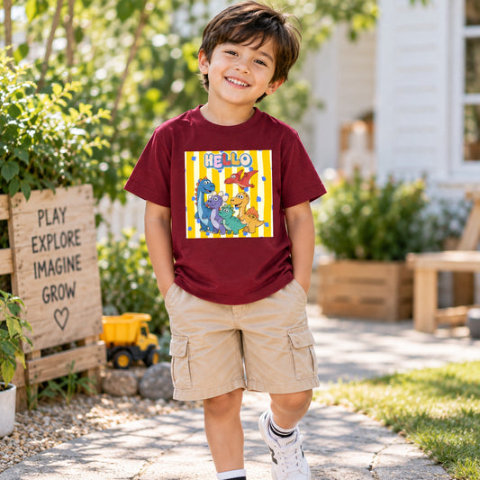 Hello Dinosaur Friends Kids Graphic T-Shirt – Cute Dinosaurs