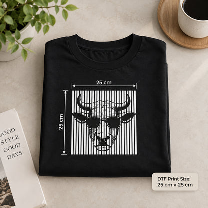 Retro Cow in Sunglasses Oversized Cotton T-Shirt