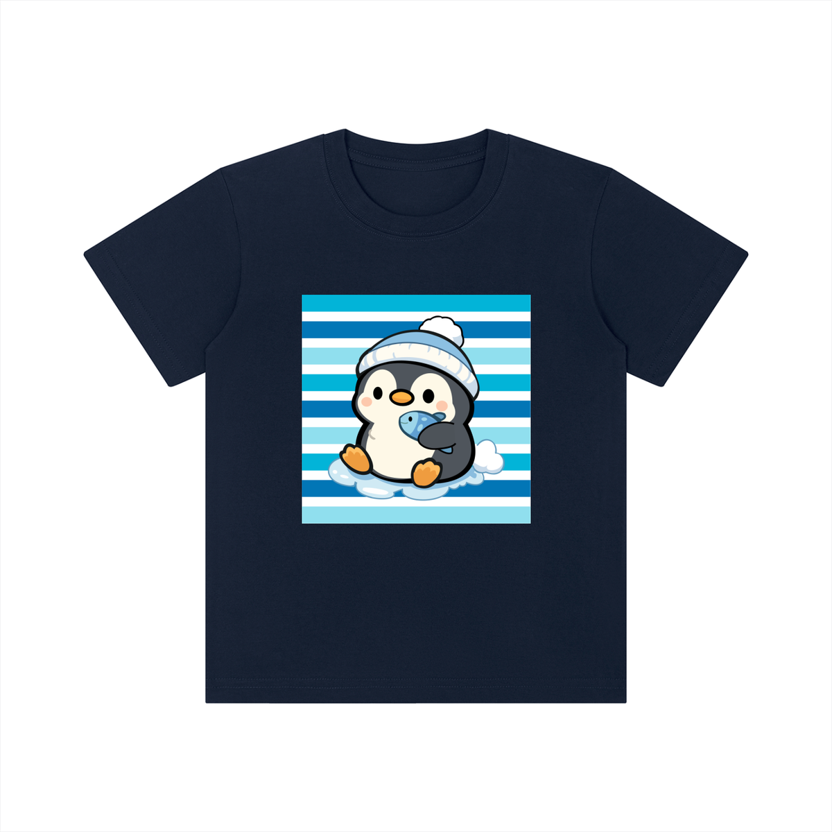 Cute Penguin & Fish Kids Graphic T-Shirt – Winter Animals