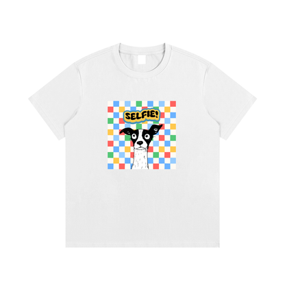 Dog Selfie Unisex Cotton Graphic T-Shirt