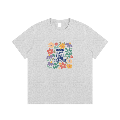 Good Days Start With Self-Care Floral Graphic T-Shirt