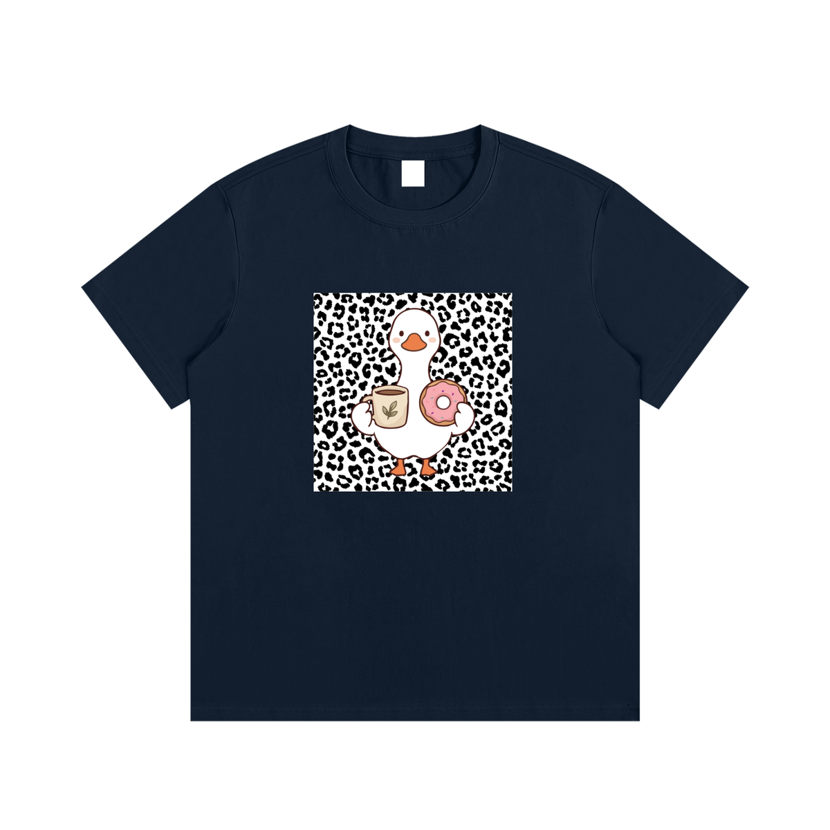 Coffee & Donut Duck Unisex Cotton Graphic T-Shirt