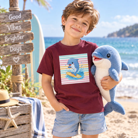 Surfing Dolphin Kids Graphic T-Shirt – Ocean Surf Animal