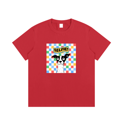 Dog Selfie Unisex Cotton Graphic T-Shirt