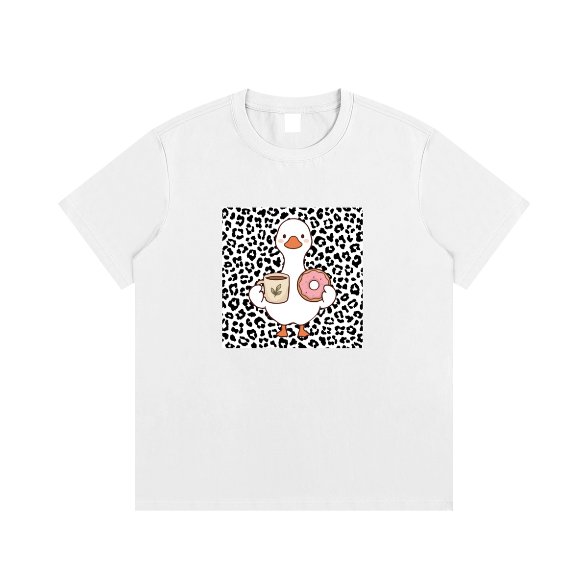 Coffee & Donut Duck Unisex Cotton Graphic T-Shirt