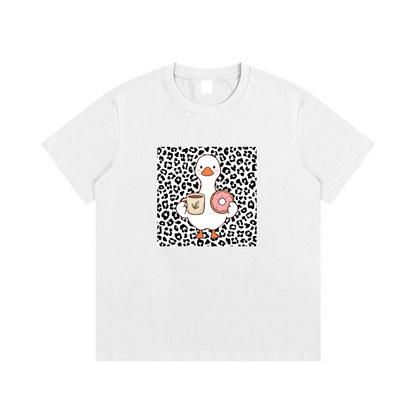 Coffee & Donut Duck Unisex Cotton Graphic T-Shirt