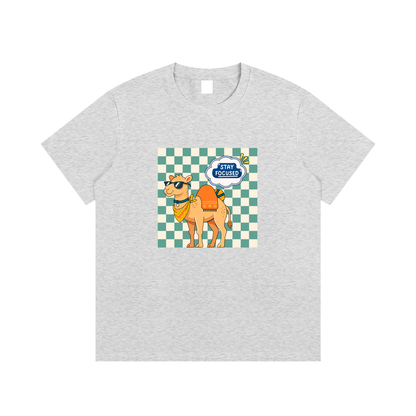 Stay Focused Camel Unisex Cotton Graphic T-Shirt